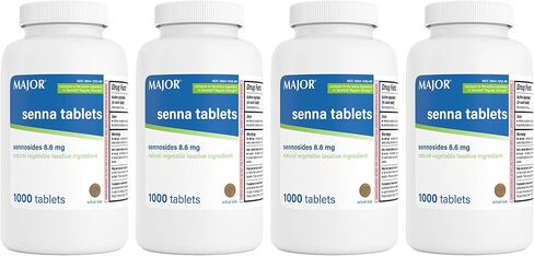 Major Senna 8.6 mg Natural Vegetable Laxative Tablets - Made with Sennosides - 1000 Count (3 Pack) in Saudi Arabia