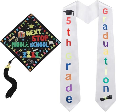 2 PCS CAP TRAGE TRACK CAP وسرق ، فئة 2025 SASH SCHOOL الثانوية هنا أتيت كاب هدايا سرق in Kuwait