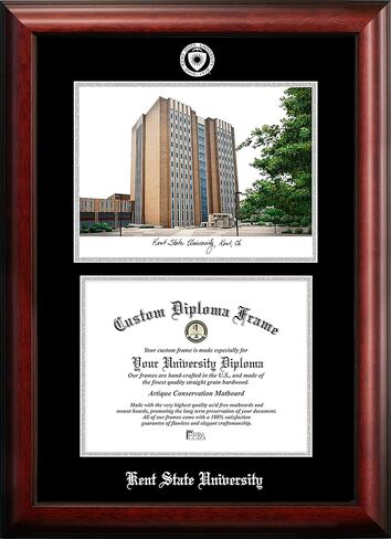 Campus Images NCAA Kent State Golden Flashes Unisex Silver Medallion Frame Kent State University 11w x 8.5h Silver Embossed Diploma Frame Lithograph, Brown, One Size in Saudi Arabia