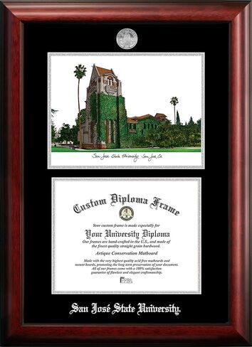 NCAA San Jose State Spartans Unisex Silver Medallion Frame San Jose State University 11w x 8.5h Silver Embossed Diploma Frame with Campus Images Lithograph, Brown, One Size in Saudi Arabia