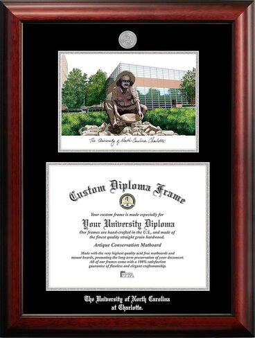 Campus Images NCAA Charlotte 49ers Unisex Silver Medallion Frame University of North Carolina, Charlotte 14w x 11h Silver Embossed Diploma Frame Lithograph, Brown, One Size in Saudi Arabia