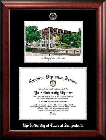 Campus Images NCAA Texas San Antonio Roadrunners Unisex Silver Medallion Frame Texas Tech University 14w x 11h Silver Embossed Diploma Frame Lithograph, Brown, One Size in Saudi Arabia