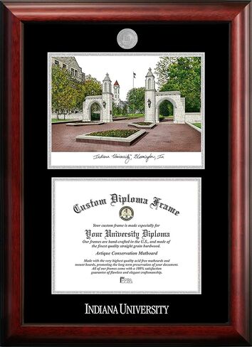 Campus Images NCAA Indiana Hoosiers Unisex Silver Medallion Frame Indiana University, Bloomington 11w x 8.5h Silver Embossed Diploma Frame Lithograph, Brown, One Size in Saudi Arabia