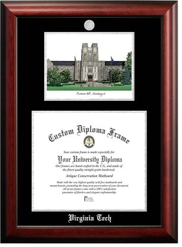 Campus Images NCAA Virginia Tech Hokies Unisex Silver Medallion Frame Virginia Tech 15.5w x 13.5h Silver Embossed Diploma Frame Lithograph, Brown, One Size in Saudi Arabia
