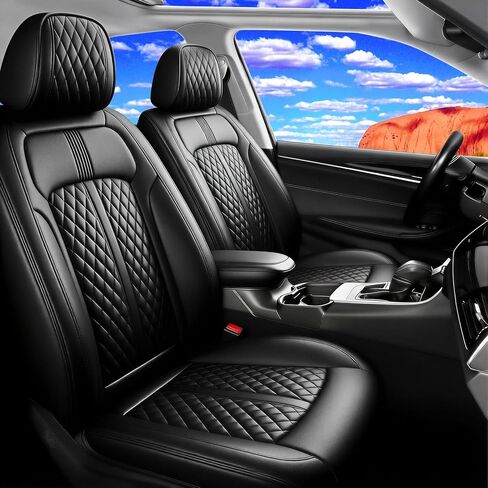 أغطية مقاعد السيارة Fit Encore GX لسيارة Buick Encore GX 2020-2024 2025 - تغطية كاملة من الجلد، متوافقة مع الوسائد الهوائية، واقي وسادة مقعد مقاوم للماء وفي جميع الأحوال الجوية، مجموعة كاملة، أسود in Kuwait