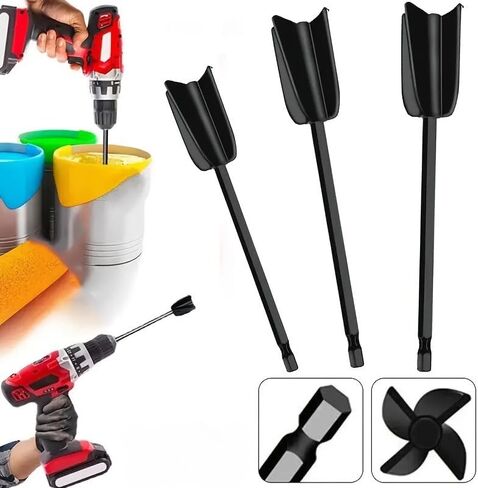 1 Pack Paint Mixer Drill Attachment, Epoxy Resin Mixing Paddle, Spiral Paint Stirring Rod for Drill, Compatible with Most Power Drills (Black) in Saudi Arabia
