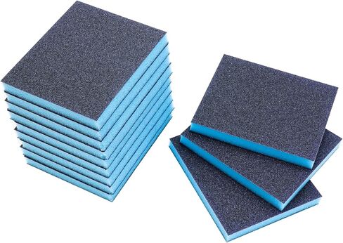 12 قطعة من إسفنجة الصنفرة 600 حبيبة، إسفنجة صنفرة من ورق الصنفرة الرطب والجاف، وسادات صنفرة قابلة للغسل وإعادة الاستخدام، كتلة رمل ناعمة من الإسفنج لتلميع أثاث الحوائط الجافة من الخشب المعدني in Kuwait