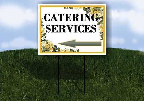 Catering Services Spring Flowers Citrus Eucalyptus Directional Arrows A-Frame Double Sided 23x23 in. sign in Saudi Arabia