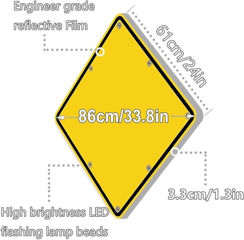 علامة تحذير من مطبات السرعة تعمل بالطاقة الشمسية مقاس 24 بوصة، مصابيح وامضة LED عالية السطوع، علامات تحذير الطريق من الألومنيوم لمطبات السرعة مع وظيفة الوميض التلقائي في الليل (A، 61 سم / 24 بوصة) in Kuwait