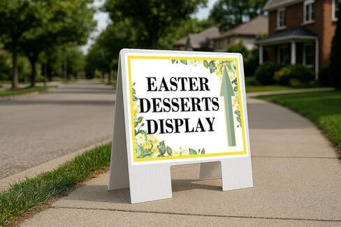 Easter Desserts Display Spring Flowers Citrus Eucalyptus Up Arrows A-Frame Single Sided 23x23 in. sign in Saudi Arabia