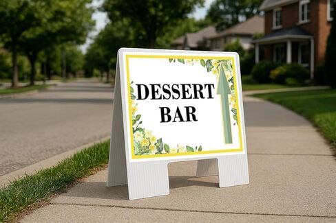 Dessert Bar Spring Flowers Citrus Eucalyptus Directional Arrows A-Frame Double Sided 23x23 in. sign in Saudi Arabia