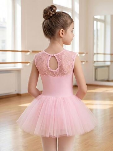 ZILANZI Girls Ballet Leotard with Tutu Skirt, Water-Drop Hollow Back Dancewear(Toddler/Little Girl/Big Girl) in Saudi Arabia