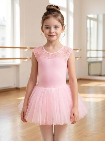 ZILANZI Girls Ballet Leotard with Tutu Skirt, Water-Drop Hollow Back Dancewear(Toddler/Little Girl/Big Girl) in Saudi Arabia