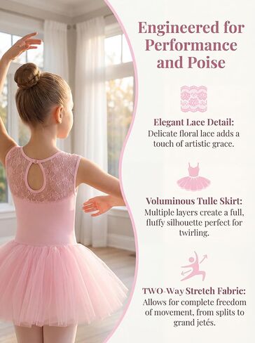 ZILANZI Girls Ballet Leotard with Tutu Skirt, Water-Drop Hollow Back Dancewear(Toddler/Little Girl/Big Girl) in Saudi Arabia
