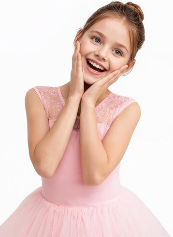 ZILANZI Girls Ballet Leotard with Tutu Skirt, Water-Drop Hollow Back Dancewear(Toddler/Little Girl/Big Girl) in Saudi Arabia