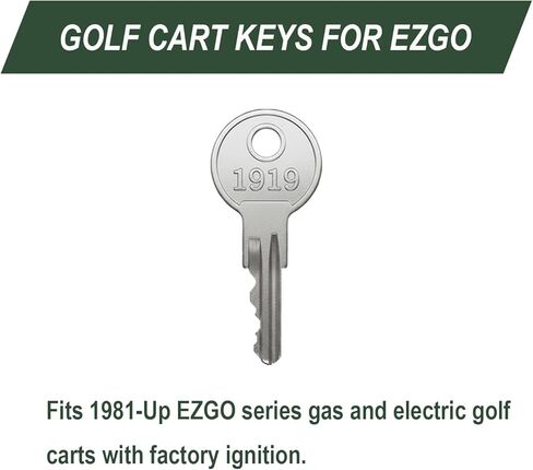 مفاتيح إشعال عربة الجولف البديلة Hather GCK02 لـ EZGO (8 عبوات + سلسلة مفاتيح + حلقة مفاتيح)، تناسب موديلات الغاز والكهرباء 1981-Up EZGO in Kuwait