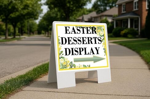 Easter Desserts Display Spring Flowers Citrus Eucalyptus Up Arrows A-Frame Single Sided 23x23 in. sign in Saudi Arabia