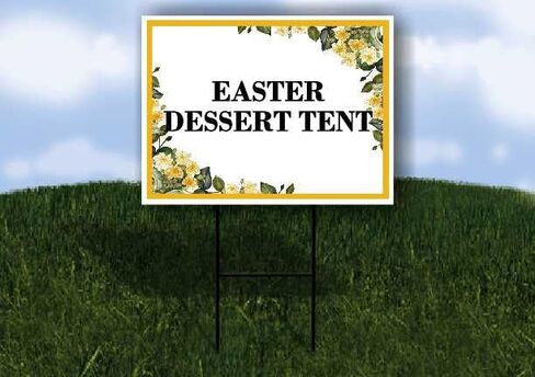 Easter Dessert Tent Spring Flowers Citrus Eucalyptus Up Arrows A-Frame Single Sided 23x23 in. sign in Kuwait