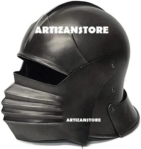 ARTIZANSTORE Medieval Knight Steel Medieval Knight Cosplay LARP Sallet Armor Helmet Halloween Costume Replica Blackt Reenactment Replica Adults Halloween Costume in Saudi Arabia