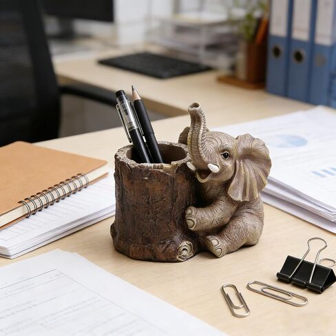 Hodao Elephant Decorations for Home Desk Organizer Gold Graduation Gifts Elephant Pen Holder in Kuwait