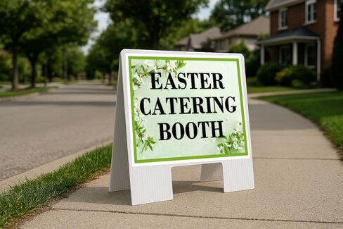 Easter Catering Booth Spring Flowers Sage Green Up Arrows A-Frame Single Sided 23x23 in. sign in Saudi Arabia