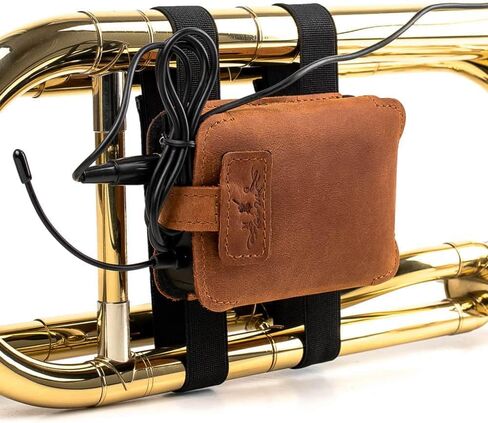 Trumpet Wireless Microphone Transmitter Holder – Genuine Leather Bodypack Pouch for Clip-On Mic in Saudi Arabia