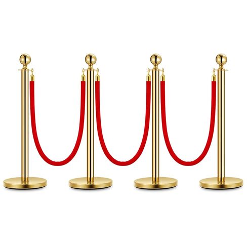 Red Velvet Stanchion Rope, 5 Feet Stainless Steel Gold Hooks Queue Line Divider, Red Carpet Rope for Wedding Party VIP Event Entrance Decor, for Crowd Control Barrier, 1 Pack in Kuwait