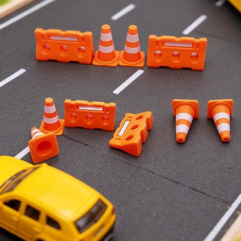 24pcs Mini Traffic Cones and Fences Educational for Teens Plastic Fence Roadblock Signs Playset Construction Road Cones Tiny Marker Cones Roadblock Cone Models in Kuwait
