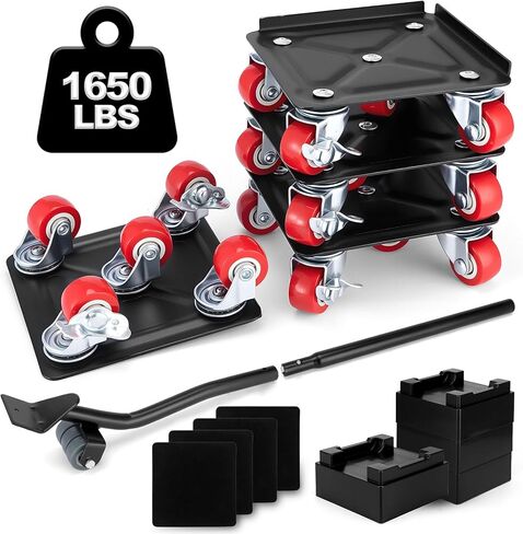 Furniture Dolly, Furniture Sliders Furniture Movers with Wheels, Furniture Lifters for Heavy Furniture with 5 360° Wheels, Carbon Steel Panel, Non-Slip Casters, Sliders and Lifter Jacks(1650Lb) in Saudi Arabia