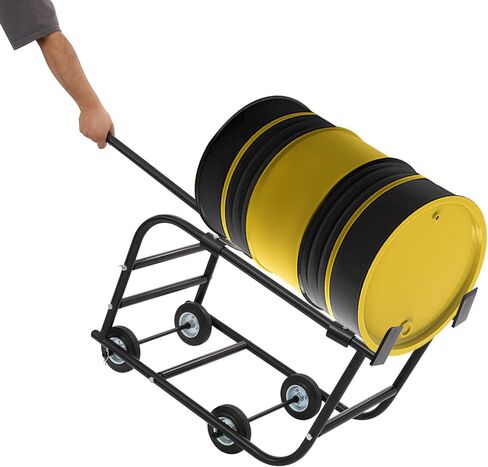 YIYIBYUS 55 Gallon Drum Cradle, Gallon Drum Dolly Black Powder-Coated Steel Construction, Drum Rack Stand with Retractable Loading & Unloading Drawbar, 4 Wheels in Saudi Arabia
