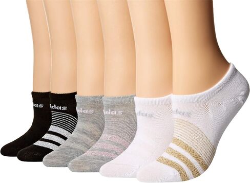 Adidas Womens Superlite No Show Socks (حزمة 6) ، أسود/أونكس ، متوسط in Kuwait