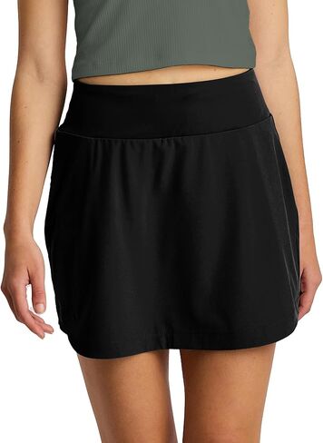 Skort النشط المبطن للنساء المبطنة بالنساء ، 15 " - بطانة خيزران فيسكوز ، حماية من أشعة الشمس 50+ ، تنانير تمتد للنساء - دخان ، كبير in Saudi Arabia