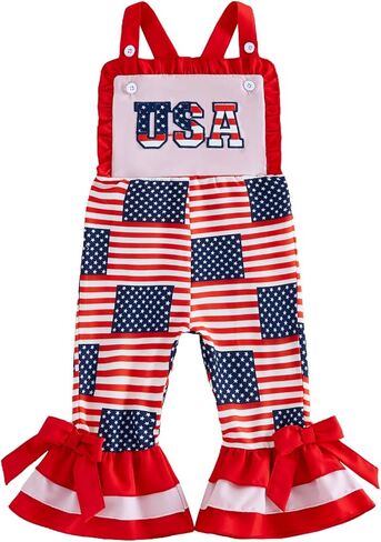 Toddler Baby Girl Thanksgiving Outfit Overalls Turkey Romper Cute Gingham Bell Bottom Suspender Jumpsuit in Saudi Arabia