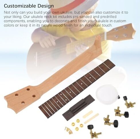 Concert Ukulele Neck Kit Okoume Neck Rosewood Fingerboard DIY Build Assembly Replacement Part in Saudi Arabia