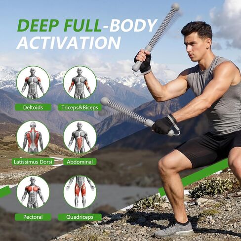 Ropeless Battle Ropes for Home Gym&Travel - 2 Pack Cordless Portable Battle Ropes, Exercise Rope Sticks for HIIT, Strength & Cardio, for Men&Women Fitness Enthusiasts and Athletes, Grey in Saudi Arabia
