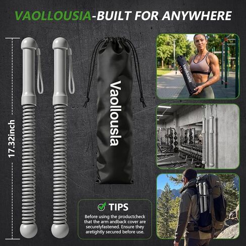 Ropeless Battle Ropes for Home Gym&Travel - 2 Pack Cordless Portable Battle Ropes, Exercise Rope Sticks for HIIT, Strength & Cardio, for Men&Women Fitness Enthusiasts and Athletes, Grey in Saudi Arabia