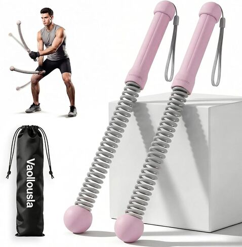 Ropeless Battle Ropes for Home Gym&Travel - 2 Pack Cordless Portable Battle Ropes, Exercise Rope Sticks for HIIT, Strength & Cardio, for Men&Women Fitness Enthusiasts and Athletes, Grey in Saudi Arabia