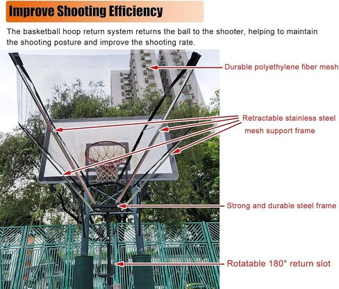 Basketball Hoop Returner Return Attachment Floor Shooting Net Kit Pro Ball Rebounder Training Aid for Kids/Younth/Adults Easy to Fold in Saudi Arabia