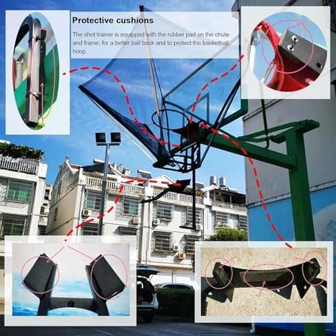 شوت كرة السلة العائدة للتدريب المعلق خفيف الوزن للاستخدام الداخلي/الخارجي على شكل قمع، أداة مساعدة لممارسة الرماية باللون الأسود in Kuwait