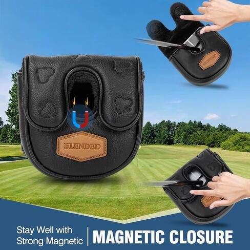 Putter Covers Black Poker DF3 Putter Headcover Mallet Putter Cover with Magnetic Closure Golf Club Covers Leather Golf Headcover for DF3 Putters in Saudi Arabia
