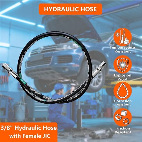 LingCheng 26711-06-06RW Hydraulic HoseSwivel Assembly 3/8 " Hydraulic Hosewith Female JlC X Female JlC 60 "Long4785 psi, Black in Saudi Arabia