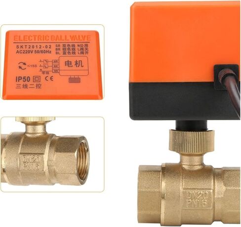 DN15/DN20/DN25 AC 220V Brass Motorized Thread Ball Valve 2-Way 3-Wire DC 12V Solenoid Water Valve with Actuator(DC12V 1/2") in Kuwait