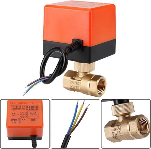 DN15/DN20/DN25 AC 220V Brass Motorized Thread Ball Valve 2-Way 3-Wire DC 12V Solenoid Water Valve with Actuator(DC12V 1/2") in Kuwait
