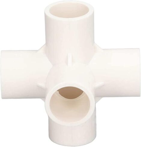 Elbow Pipe Fitting Crack Resistant PVC Pipe Connector Safe Connection 25mm/1in 90° Wide Application 5 Way for Chair(White) in Kuwait