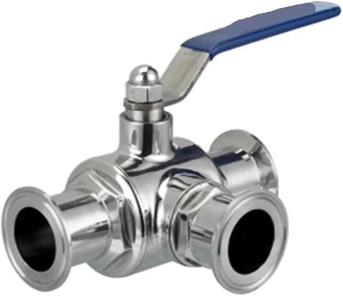 1PCS 304 Stainless Steel Sanitary Ball Valve 3-Way 1.5" OD 50.5mm Three-clamp Ferrule Type(108mm,L Type) in Kuwait