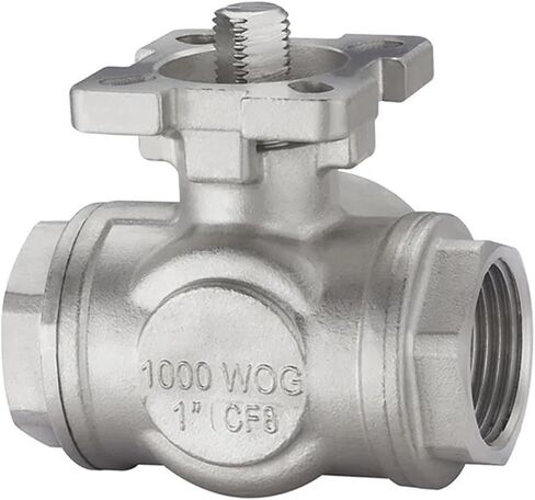 1PCS DN8-25 Three-Way Pneumatic high Platform Ball Valve Stainless Steel Three-Way Valve Pneumatic Internal Thread Valve Body(3/4",L-Type) in Kuwait