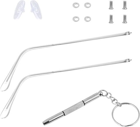 Metal Silver Glasses Arm Replacement Thin Eyeglass Legs Replacement Single Teeth Eyeglasses Repair Legs Sunglasses Arm with Transparent Tips Glasses Temple Eyewear Frame Temple Accessory in Saudi Arabia