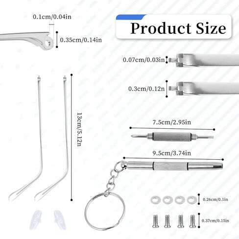 Metal Silver Glasses Arm Replacement Thin Eyeglass Legs Replacement Single Teeth Eyeglasses Repair Legs Sunglasses Arm with Transparent Tips Glasses Temple Eyewear Frame Temple Accessory in Saudi Arabia