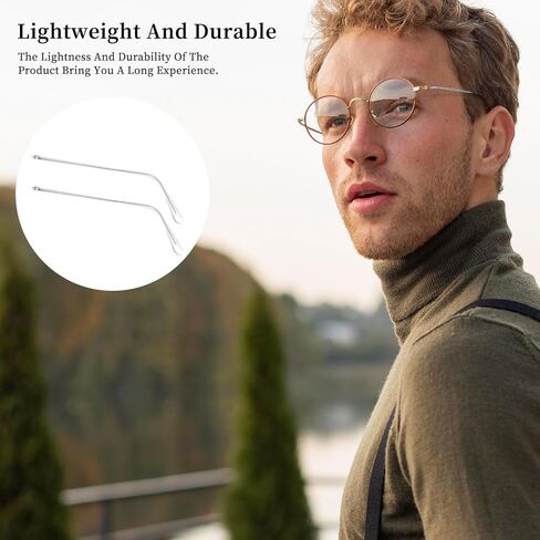 Metal Silver Glasses Arm Replacement Thin Eyeglass Legs Replacement Single Teeth Eyeglasses Repair Legs Sunglasses Arm with Transparent Tips Glasses Temple Eyewear Frame Temple Accessory in Saudi Arabia