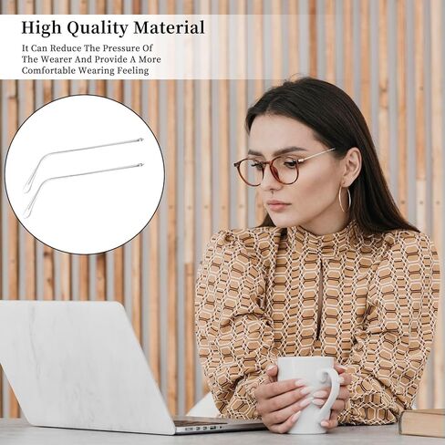 Metal Silver Glasses Arm Replacement Thin Eyeglass Legs Replacement Single Teeth Eyeglasses Repair Legs Sunglasses Arm with Transparent Tips Glasses Temple Eyewear Frame Temple Accessory in Saudi Arabia
